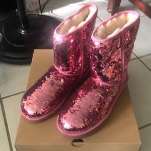 Pink and gold sequence uggs